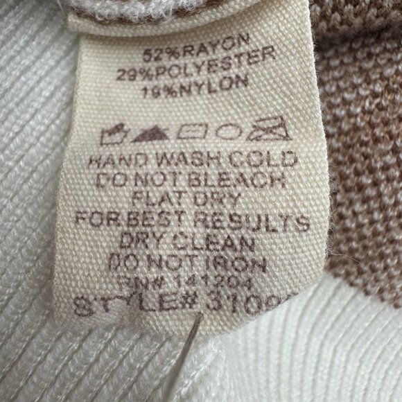 Hem & Thread Sweater Womens Medium Brown White Long Sleeve Pullover Animal Print - Picture 5 of 7